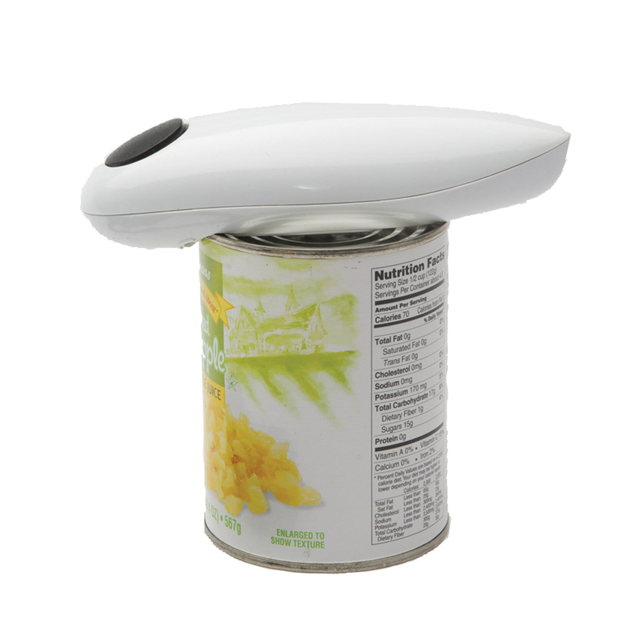 The Easy One Touch Can Opener is the safest way to open your can of goods without fear of cutting your hands.
