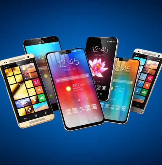 6 Different smartphones on display