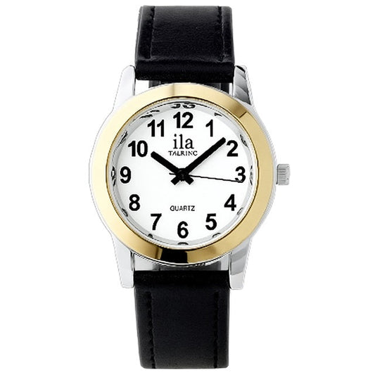 Men's Two Tone Talking Watch - Leather Strap