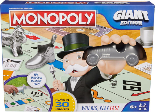 Giant Monopoly Board Game is great for people with low vision.  Enlarged pieces and large cards make playing Monopoly fun for everyone.  