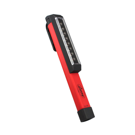 Larry C COB LED Pocket Work Light in red with black accents and magnetic clip